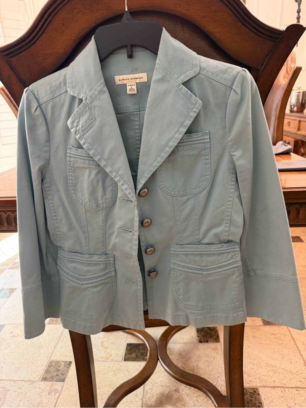 Banana Republic Dusty Blue Cotton-Blend Blazer